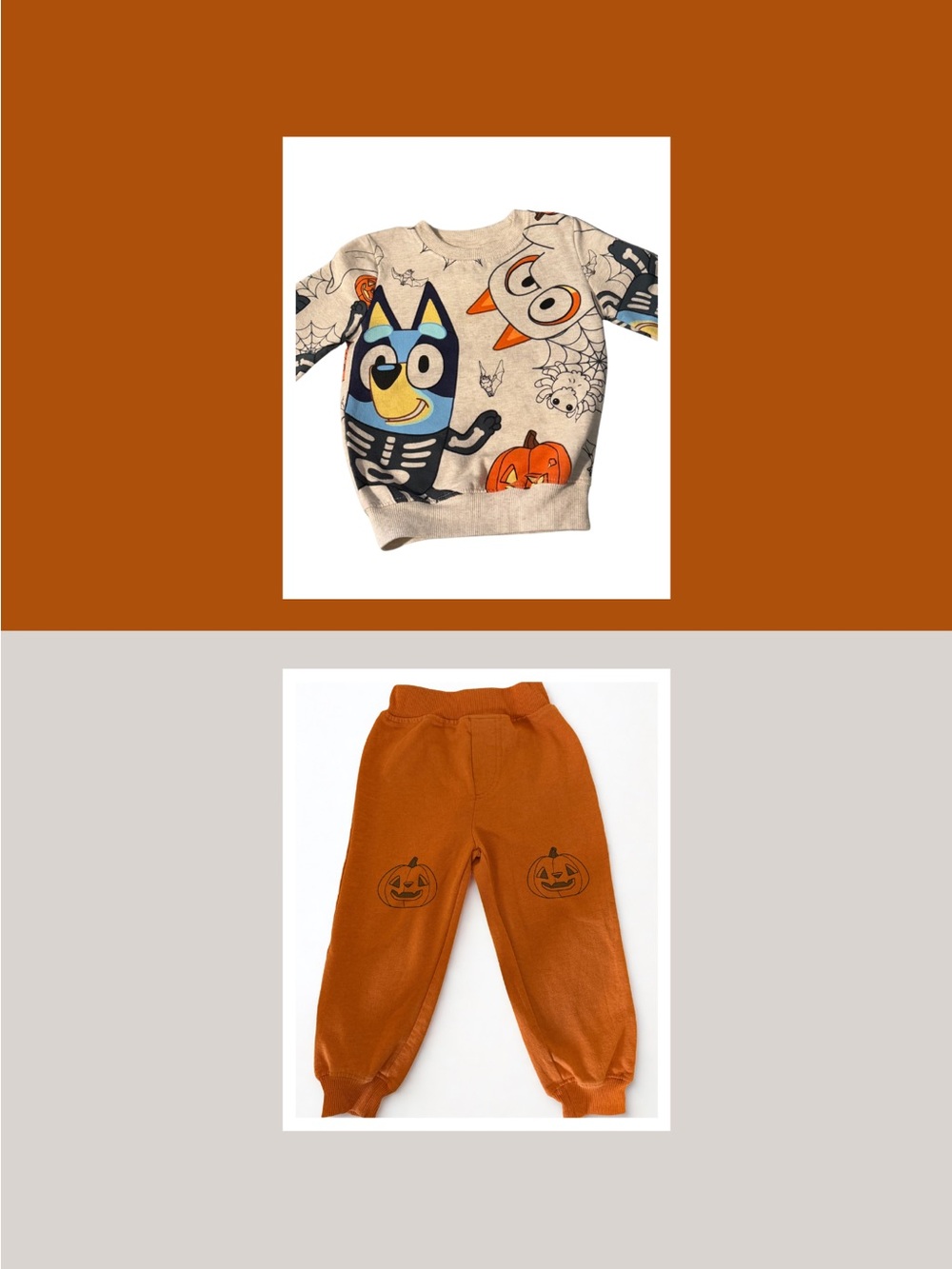Bluey - Halloween Skeleton AOP Sweatshirt + Pumpkin Jogger Set 3T